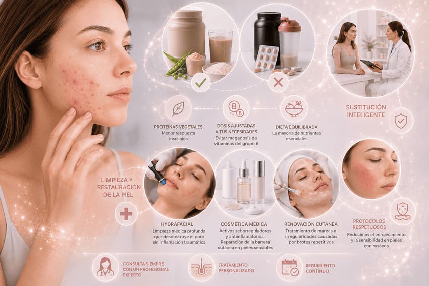 Creatina y otros suplementos: ¿afectan a la rosácea?